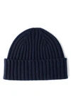 Mackie Wallace Rib Cashmere Beanie In Navy