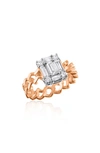 Mindi Mond Clarity Cube Diamond Link Ring In 18k Rg