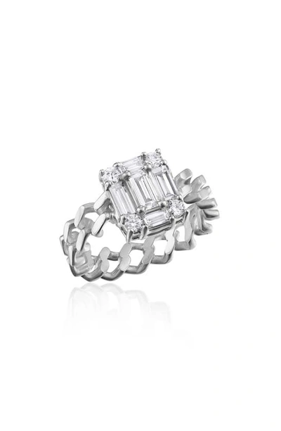 Mindi Mond Clarity Cube Diamond Link Ring In 18k Wg