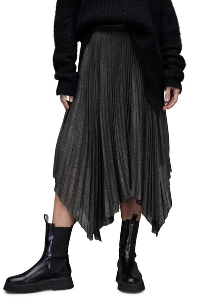 Allsaints Lerin Skirt In Black Metallic