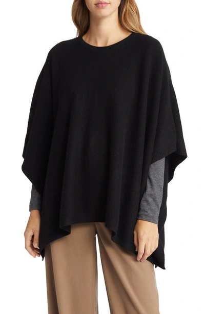 Vince Funnel Neck Knit Cashmere Poncho In Black