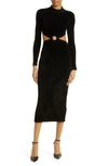 Ronny Kobo Chryssa Cutout Mock Neck Long Sleeve Knit Maxi Dress In Black