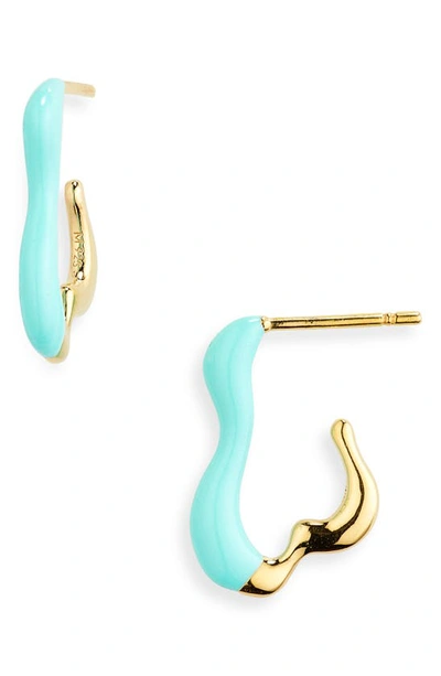 Missoma Squiggle Two-tone Sculpted Hoop Earrings In Gold/aqua