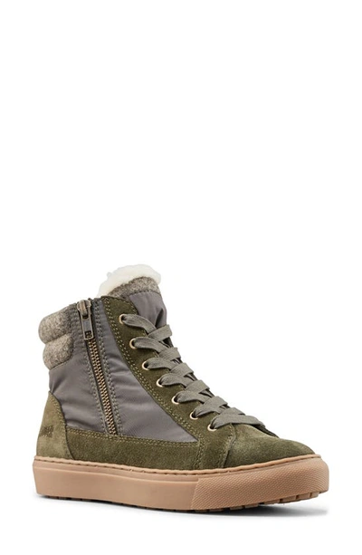 Cougar Dax Waterproof High Top Sneaker With Faux Shearling Trim In Olive