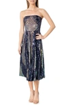 Dress The Population Ruby Strapless Sequin Dress In Navy Multi