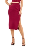 Endless Rose Side Slit Midi Skirt In Burgundy