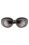 Balenciaga 52mm Round Sunglasses In Black