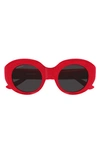 Balenciaga 52mm Round Sunglasses In Red