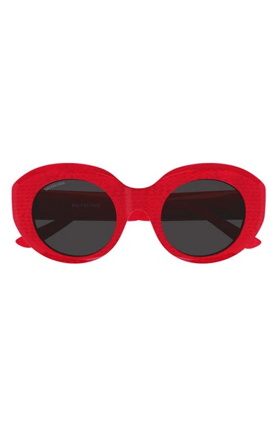 Balenciaga 52mm Round Sunglasses In Red