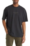Allsaints Bones Embroidered-logo Organic-cotton T-shirt In Washed Black