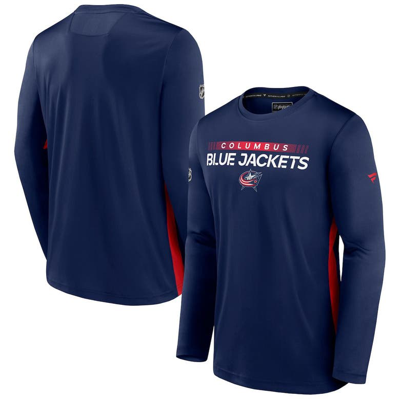 Fanatics Branded Navy Columbus Blue Jackets Authentic Pro Rink Performance Long Sleeve T-shirt