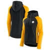 Fanatics Branded Black/gold Pittsburgh Steelers End Around Lightweight Raglan Full-zip Hoodie Jacket In Black