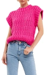 English Factory Chunky Cap Sleeve Sweater In Fuchsia