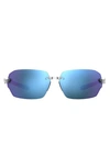 Under Armour Fire 71mm Geometric Sunglasses In Crystal/ Blue Multi Oleophobic