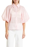 AJE PALMS PUFF SLEEVE LINEN & SILK BLOUSE