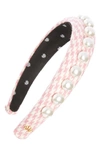 Lele Sadoughi Kids Alice Embellished Houndstooth Headband In Dahlia