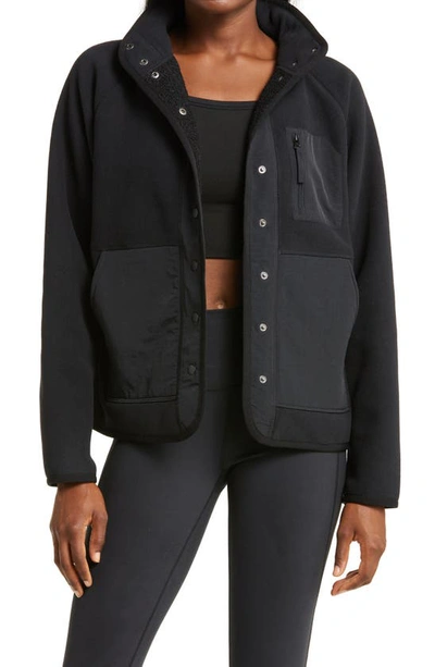 Zella Layer Up Jacket With Faux Shearling Lining In Black