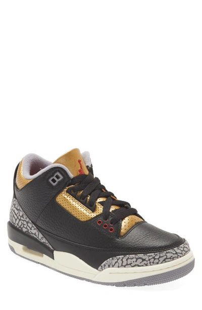 Jordan Air  3 Retro Basketball Sneaker In Black/fire Red/metallic Gold