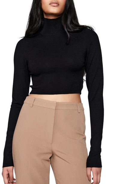 Bardot Selina Crop Turtleneck Sweater In Black