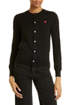 Comme Des Garçons Play Black Small Heart Patch Cardigan In Black
