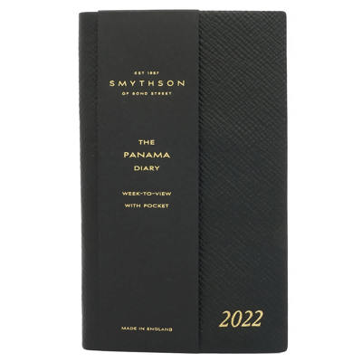 Smythson Unisex 2022 Panama Diary With Pocket In Black