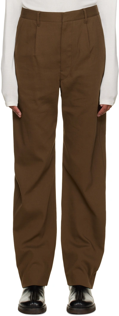 Lemaire Brown Pleated Trousers In Br451 Hazelnut Brown