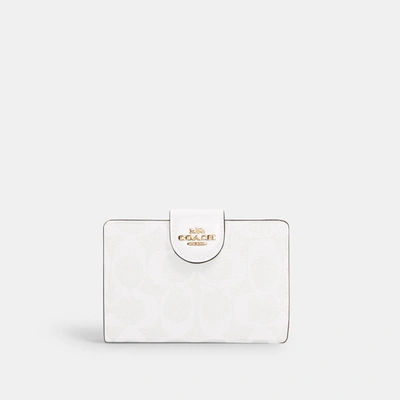 Coach Outlet Coach Medium Corner Zip Wallet In Signature Canvas In White