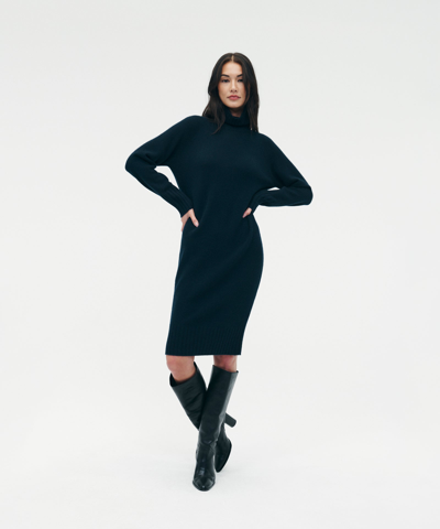 Naadam Luxe Cashmere Turtleneck Dress In Dark Navy