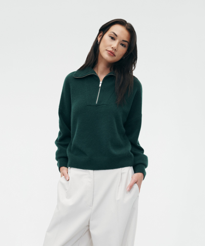 Naadam Luxe Cashmere Quarter Zip In Dark Green