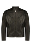 Lucky Brand Bonneville Washed Leather Jacket In Washed Black