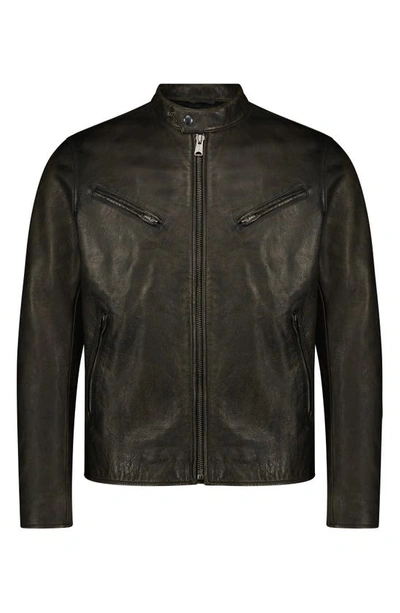 Lucky Brand Bonneville Washed Leather Jacket In Washed Black