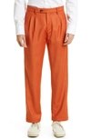 Massimo Alba Double Pleat Wool Pants In Russet