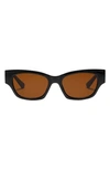 Fifth & Ninth Andi 51mm Polarized Rectangular Sunglasses In Black/ Brown