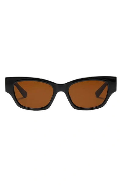 Fifth & Ninth Andi 51mm Polarized Rectangular Sunglasses In Black/ Brown