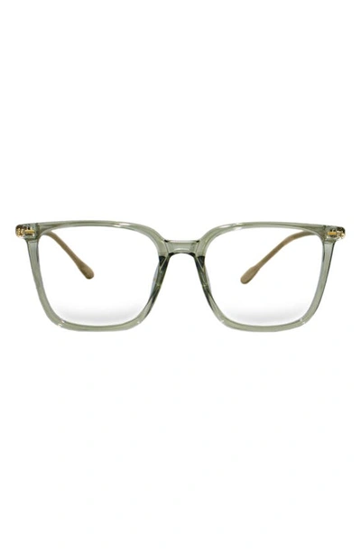 Fifth & Ninth Frankie 62mm Square Blue Light Blocking Glasses In Transparent Green/ Clear