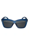 Fifth & Ninth Willow 57mm Polarized Cat Eye Sunglasses In Transparent Blue/ Gray