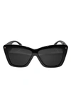 Fifth & Ninth Willow 57mm Polarized Cat Eye Sunglasses In Black/ Black