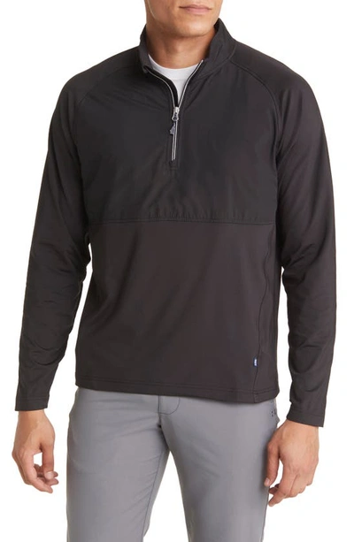 Cutter & Buck Adapt Quarter Zip Wind Resistant Knit Pullover In Black