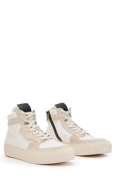 Allsaints Delta High Top Sneaker In Chalk White