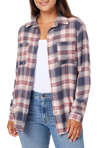 C&c California Ariana Plaid Button-up Shirt In Ombre Blue