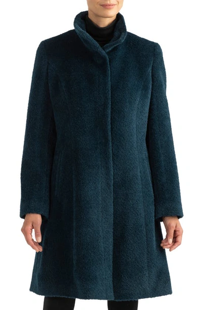 Sofia Cashmere Alpaca Snap Button Coat In 440tel