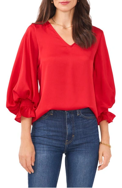 Vince Camuto Blouson Sleeve V-neck Blouse In Radient Red
