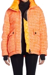 Moncler Anteines Tweed Down Jacket In Orange Multi
