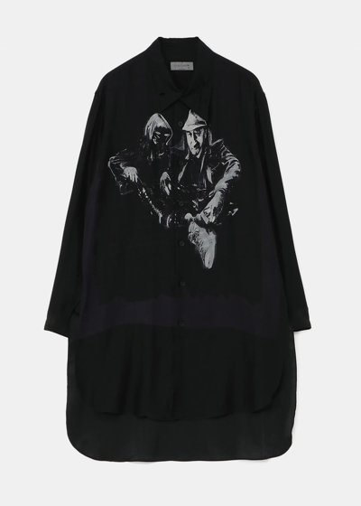 Yohji Yamamoto Graphic-print Cotton Shirt In Black