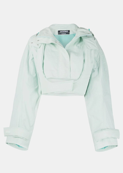 Jacquemus Cropped Cotton-blend Jacket In Light Green