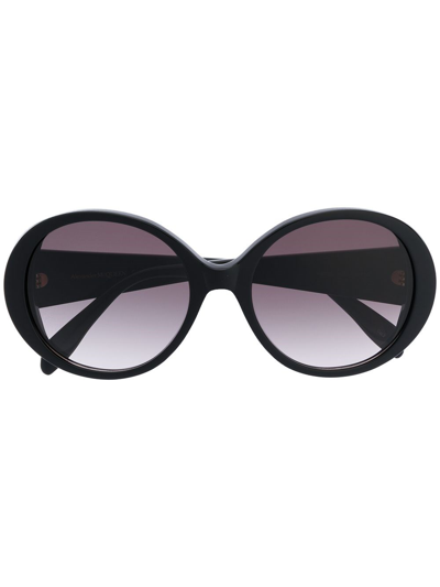 Alexander Mcqueen Sole Seal Logo Round Glasses In Nero