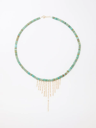 Pascale Monvoisin Taylor No.3 Turquoise, 9kt & 14kt Gold Necklace In Blue Gold