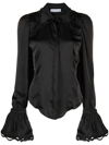 Rabanne Embroidered Long-sleeve Shirt In Black