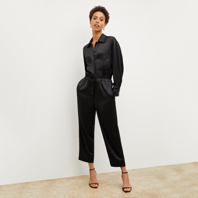 M.m.lafleur The Carr Jumpsuit - Drapey Satin In Black