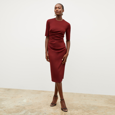 M.m.lafleur The Ciela Dress - Stretch Crepe In Maroon